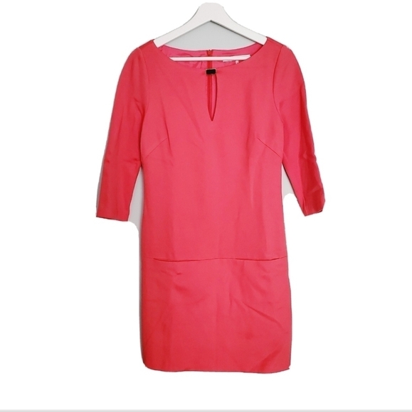 Trina Turk Leatrice Ponte Knit Shift Dress Coral Red - Picture 2 of 6